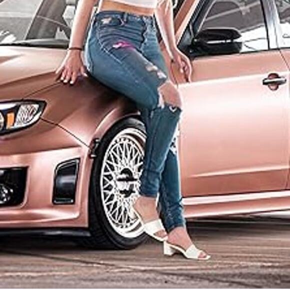 Pizz Annu Womens Size 8 White Open Toe Slide On 2.5" Block Heel Sandal Shoes - Picture 4 of 5